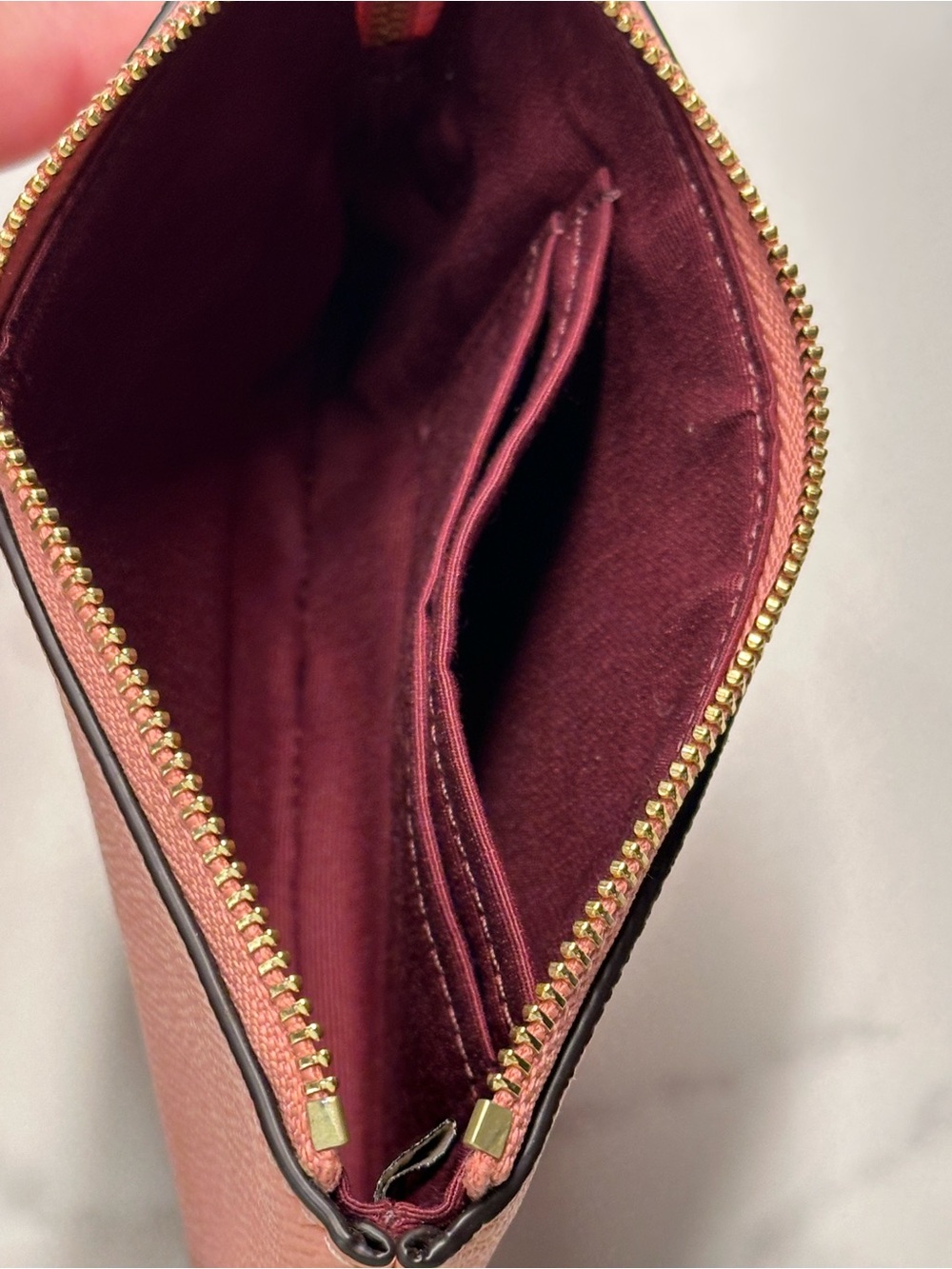 Coach Coral Pink Pebbled Leather Wristlet Clutch NWT + Dust Bag - Picture 6 of 9